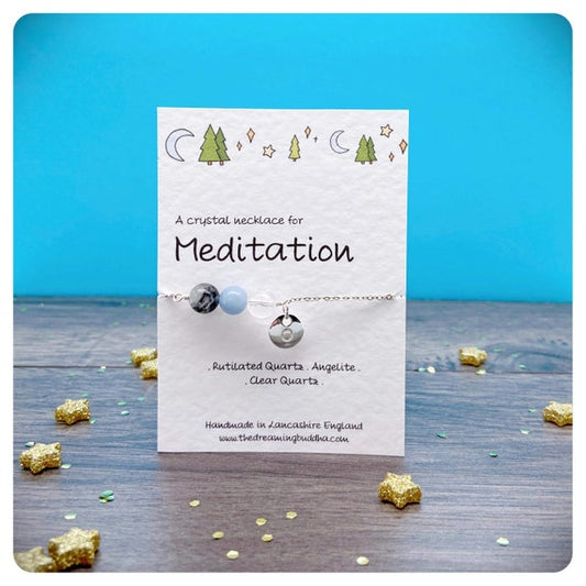 Anytime Meditation Necklace, Mindfulness Gift For Her, Handmade Crystal Choker, Self Care Healing Crystals, Stress Anxiety Jewellery