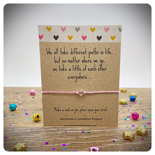 Leaving Wish Bracelet, Goodbye Gift, Moving Bracelet, Travelling Gift, New Job Card, We All Take Different Path, Miss You Bracelet