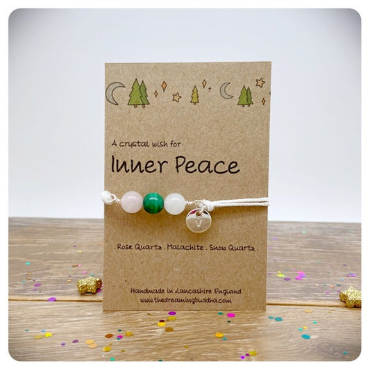 Inner Peace Crystal Bead Bracelet, Enlightenment Gemstones, Positive Energy Wish Bracelet, Self Care Wellness Gift, Zen Anklet