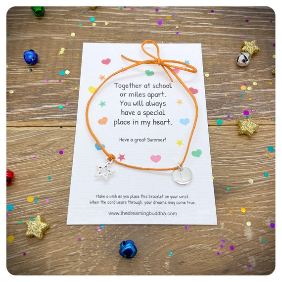 End Of Term Student Wish Bracelet, End Of Term Miss You Bracelet, School Summer Holiday Gift