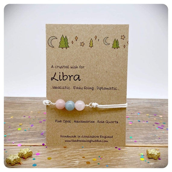 Libra Zodiac Crystal Bracelet, Horoscope Gift, Astrology Birthstone Anklet, Personalised Star Sign Gift
