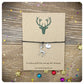 Deer Friend Card Wish Bracelet, Silver Stag Deer Charm Bracelet, Deer Friend Pun Card, Thinking Of You Gift