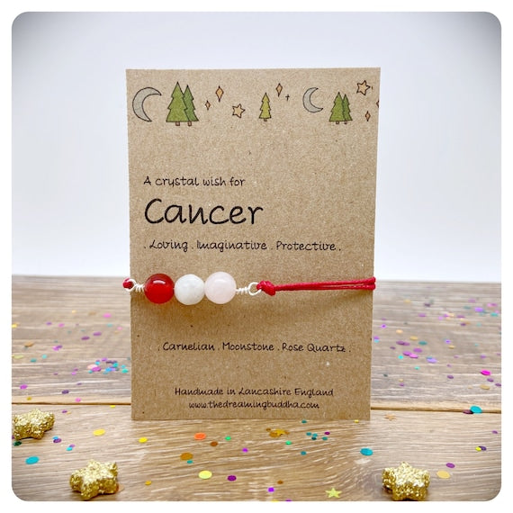 Cancer Zodiac Crystal Bracelet, Horoscope Gift, Astrology Birthstone Anklet, Personalised Star Sign Gift