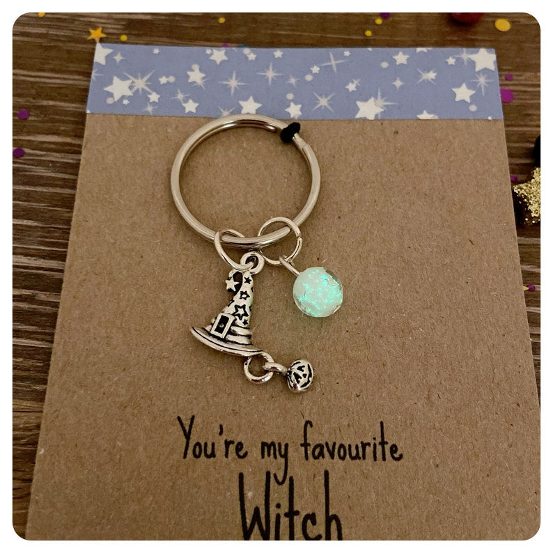 You’re My Favourite Witch Keychain, Magic Glow In The Dark Keyring, Witchy Friends Gift