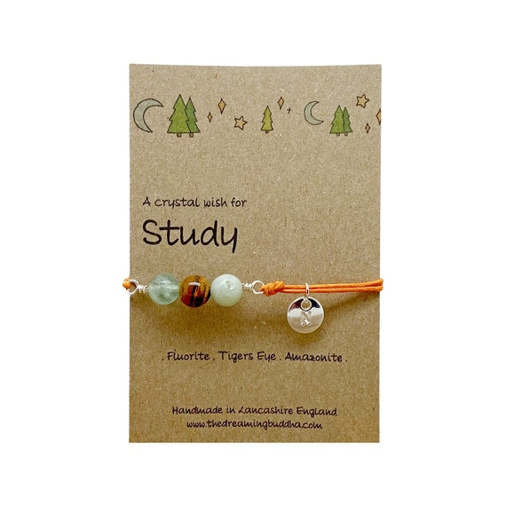 Student Study Bracelet, Concentration & Focus Crystal Bracelet, Exam Test Gemstones, Positive Learning Gift