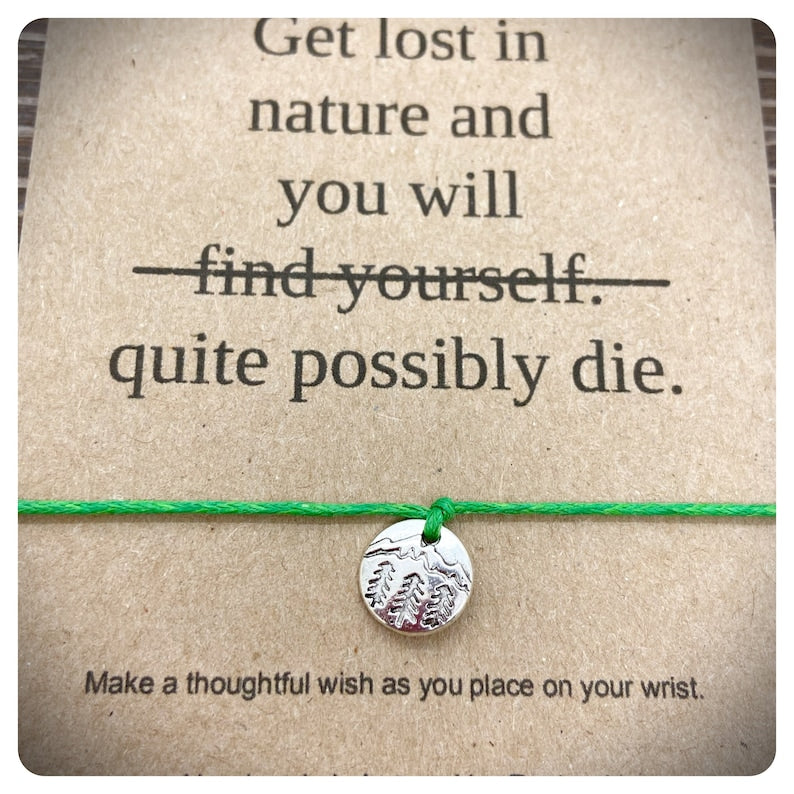 Funny Nature Wish Bracelet, Camping Lover Gift, Going Away Card, Trail Gift Item, Adventure Wish Bracelet
