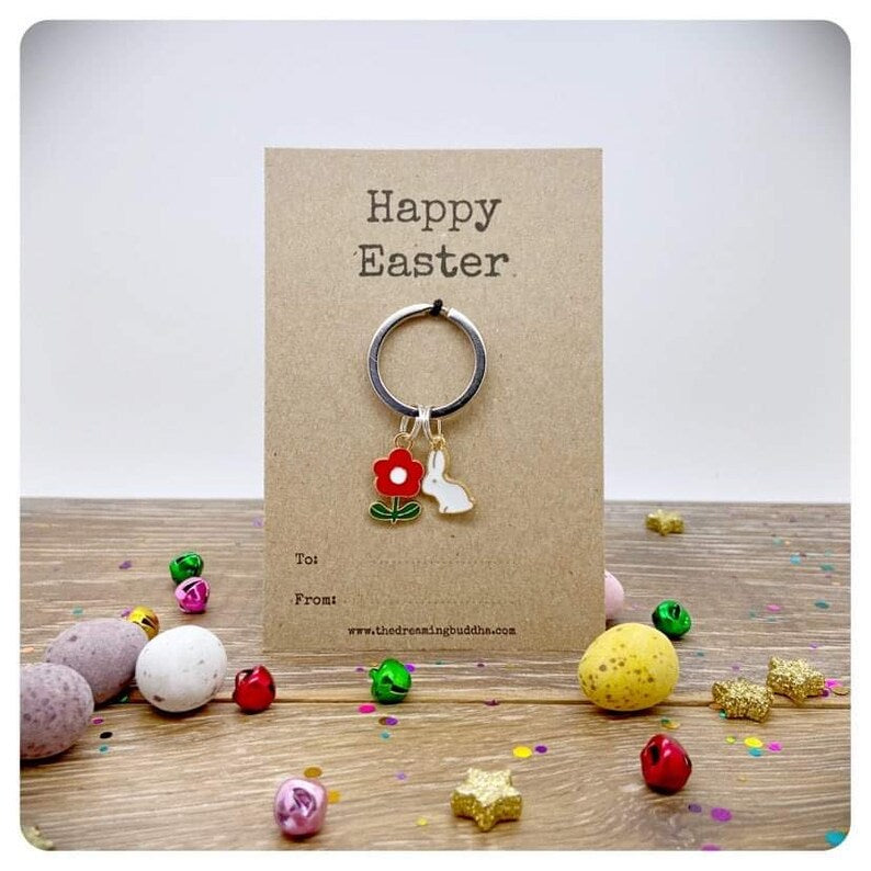 Pack Of Four Easter Keyrings, Bulk Easter Gifts for Friends and Family, Easter Keychains for Boys and Girls