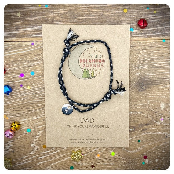 Wonderful Dad Braided Bracelet, Thinking Of You Dad Card, Personalised Fathers Day Gift