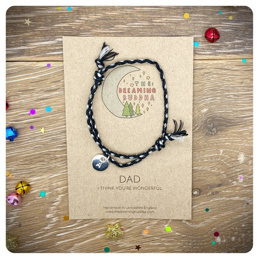 Wonderful Dad Braided Bracelet, Thinking Of You Dad Card, Personalised Fathers Day Gift
