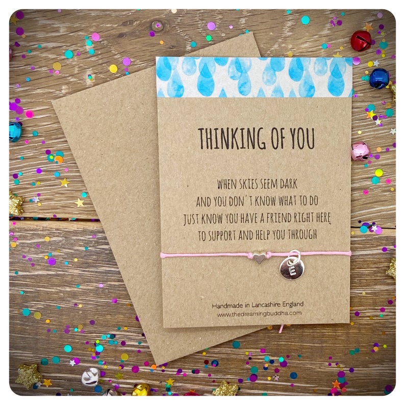 Thinking Of You Friendship Bracelet, Sympathy Card, Bereavement Condolence Card, Get Well Wish Bracelet