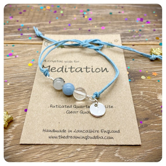 Meditation Crystal Bracelet, Self Care Crystals, Stress Anxiety Jewellery, Tense Worry Bracelet, Inner Peace Gift, Genuine Healing Stones
