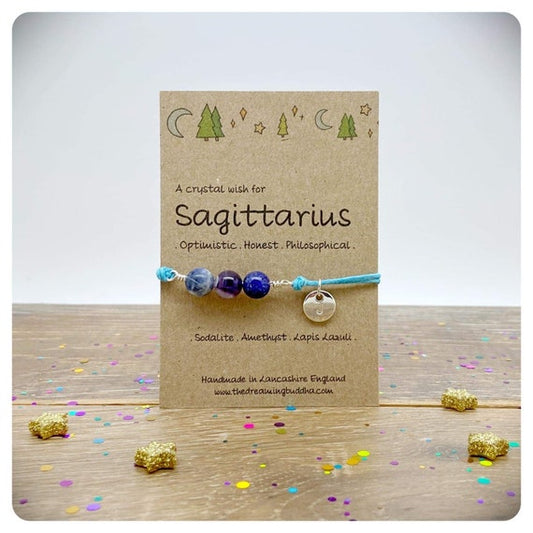Sagittarius Zodiac Crystal Bracelet, Horoscope Gift, Astrology Birthstone Anklet, Personalised Star Sign Gift