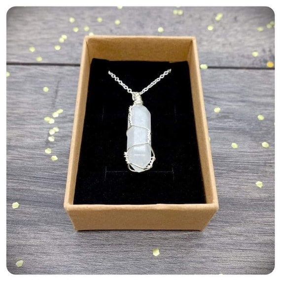 Clear Quartz Wrapped Pendant, Silver Plated Crystal Point Necklace, Personalised Positivity Gift, Crown Chakra Jewellery, April Birthday