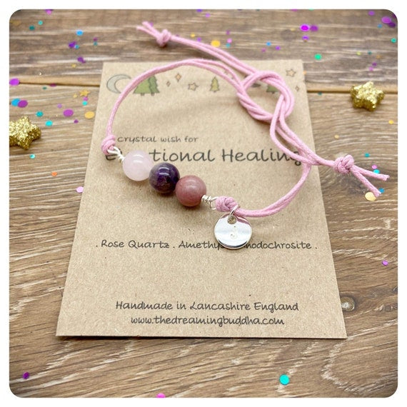 Emotional Healing Crystal Bracelet, Emotional Support Coworker, Self Love Gemstones, Stress Relief Crystal Anklet, Spiritual Protection Gift