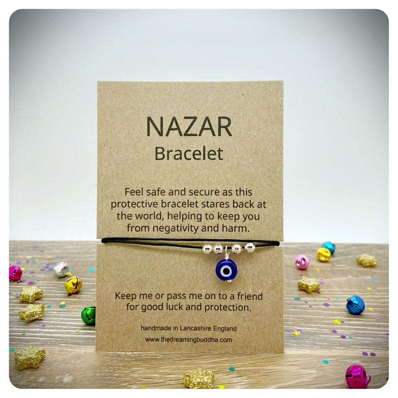 2 Nazar Adjustable Bracelets, Glass Evil Eye Cord Bracelets, Set Of Two Turkish Eye String Bracelets