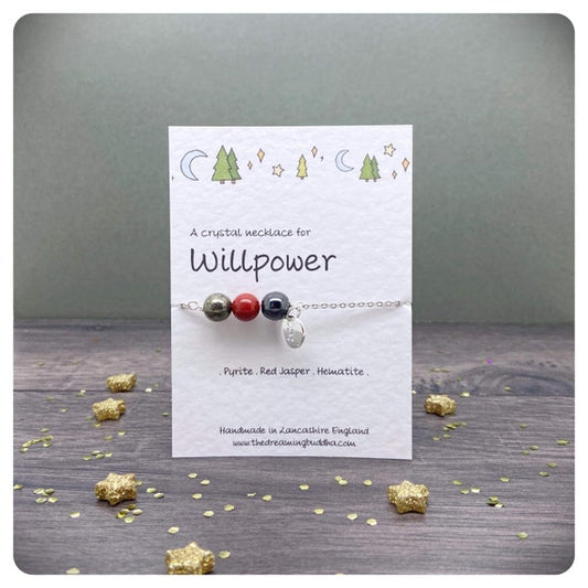 Inner Strength Crystal Necklace, Willpower Gemstones, Goal Setting Jewellery, Self Control Beaded Bar Necklace, Obsessive Behaviours Gift