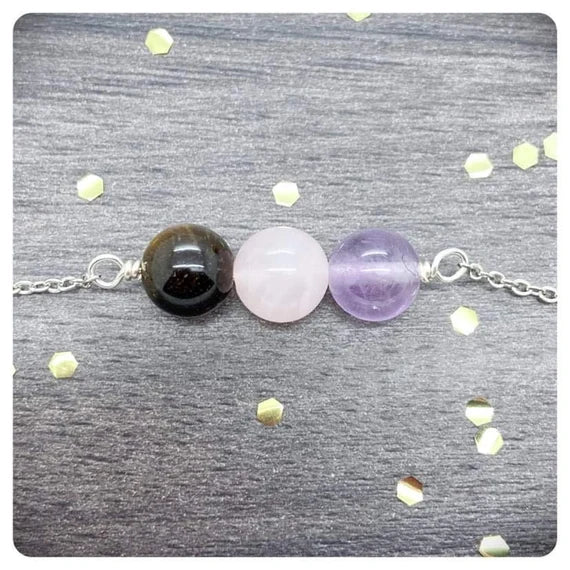 Personalised Crystal Anxiety Necklace, Mental Health Jewellery, Stress Relief Long Necklace, Anxiety Support Choker, Healing Gemstones