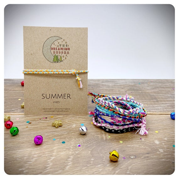 Summer Holiday Friendship Bracelet, Summer Vibes Colourful Braided Beach Bracelet, Personalised Holiday Bracelet, Boho Beach Jewellery