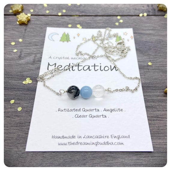 Anytime Meditation Necklace, Mindfulness Gift For Her, Handmade Crystal Choker, Self Care Healing Crystals, Stress Anxiety Jewellery