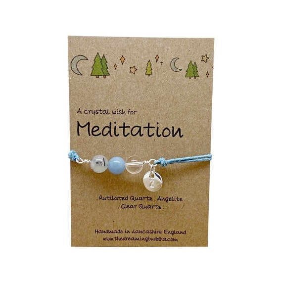 Meditation Crystal Bracelet, Self Care Crystals, Stress Anxiety Jewellery, Tense Worry Bracelet, Inner Peace Gift, Genuine Healing Stones