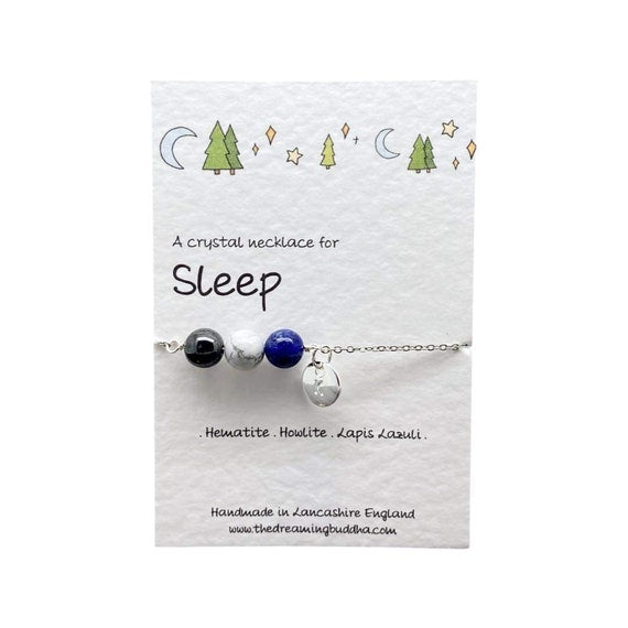 Calming Crystals For Sleep, Sweet Dreams Crystal Necklace, Insomnia Healing Gemstones, Mindfulness Meditation Gemstone Jewellery