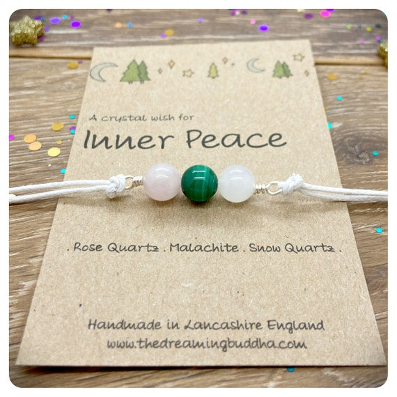 Inner Peace Crystal Bead Bracelet, Enlightenment Gemstones, Positive Energy Wish Bracelet, Self Care Wellness Gift, Zen Anklet