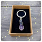 Wire Wrapped Amethyst Point Keyring, Personalised Amethyst Crystal Keychain, Anxiety Crystal Key Ring, Gemstone Bag Charm, Handmade UK