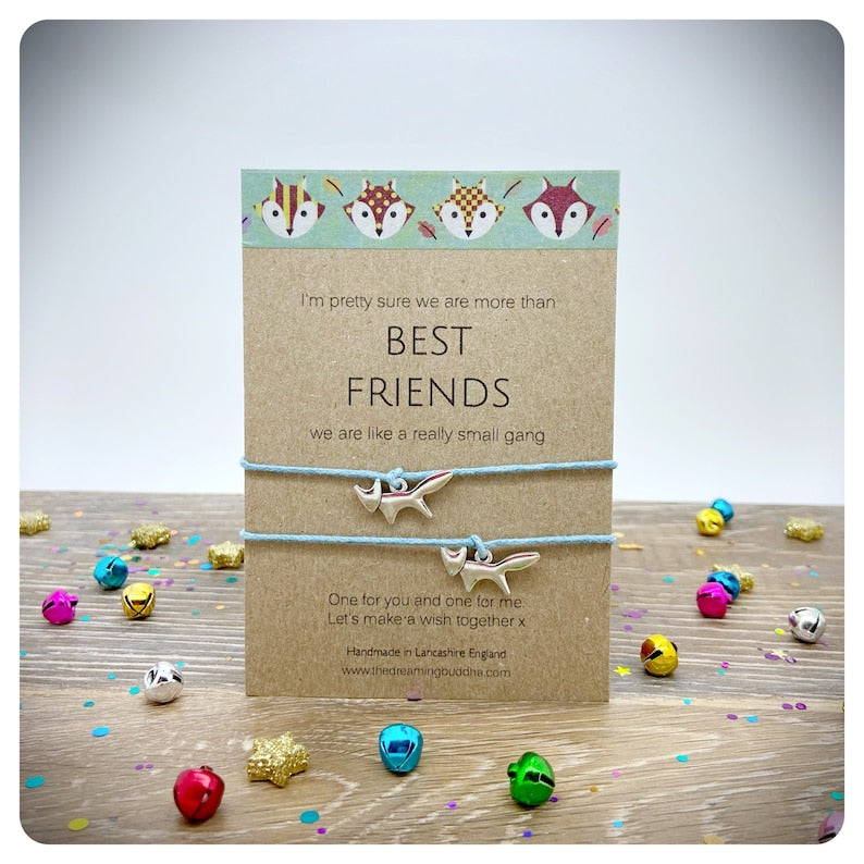 Best Friend Fox Wish Bracelets, Double Friendship Card, One For You For Me Gift, BFF Present