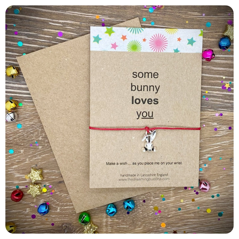 Bunny Wish Bracelet, Some Bunny Loves You, Love You Wishlet, Rabbit Cord Bracelet, Easter Hunt Gift