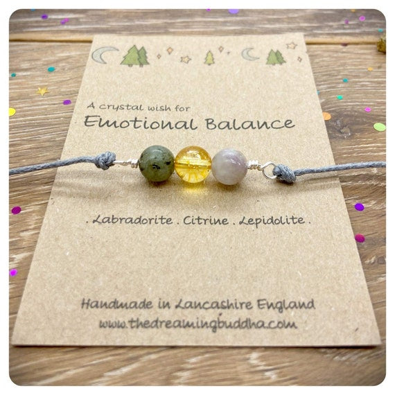 Emotional Balance Wrapped Crystal Bracelet, Emotional Healing Jewellery, Hormone Support Bracelet, Calming Emotions Crystals