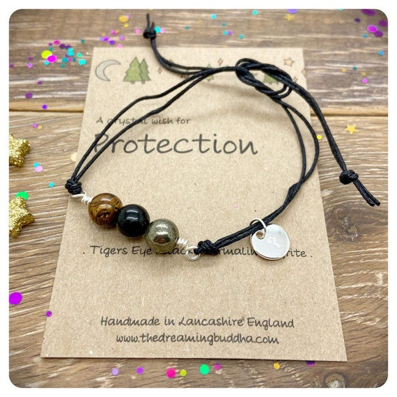 Protection Gemstone Tie On Bracelet, Healing Crystal Protective Bracelet, Protection Amulet, Spiritual Negative Energy Jewellery
