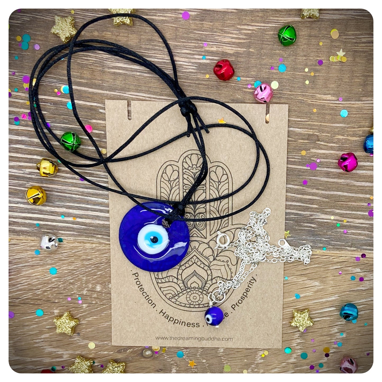 2 Glass Evil Eye Layered Necklaces, Nazar Pendant Bead Necklace Set, Evil Eye Delicate Necklace & Pendant, Protection Jewellery
