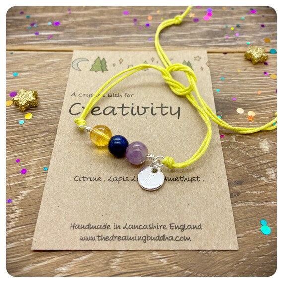 Creativity Crystal Bracelet, Motivational Gift for Artists and Writers, Creative Thought Gemstones, Inspirational Thinking Bracelet