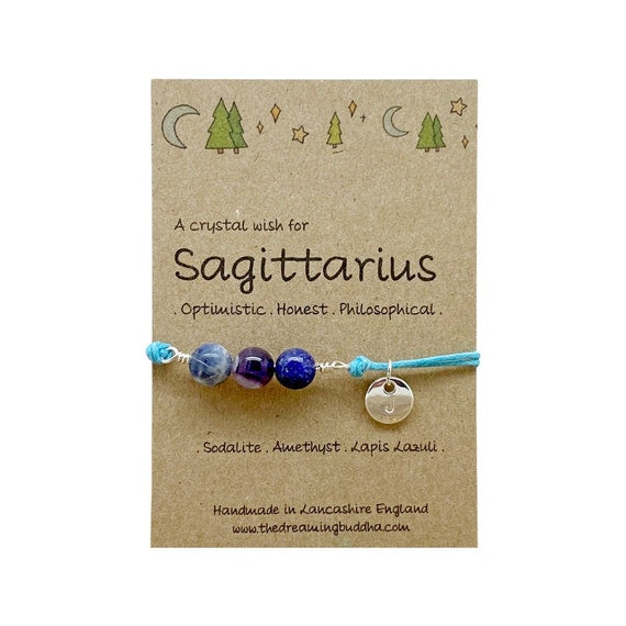 Sagittarius Zodiac Crystal Bracelet, Horoscope Gift, Astrology Birthstone Anklet, Personalised Star Sign Gift