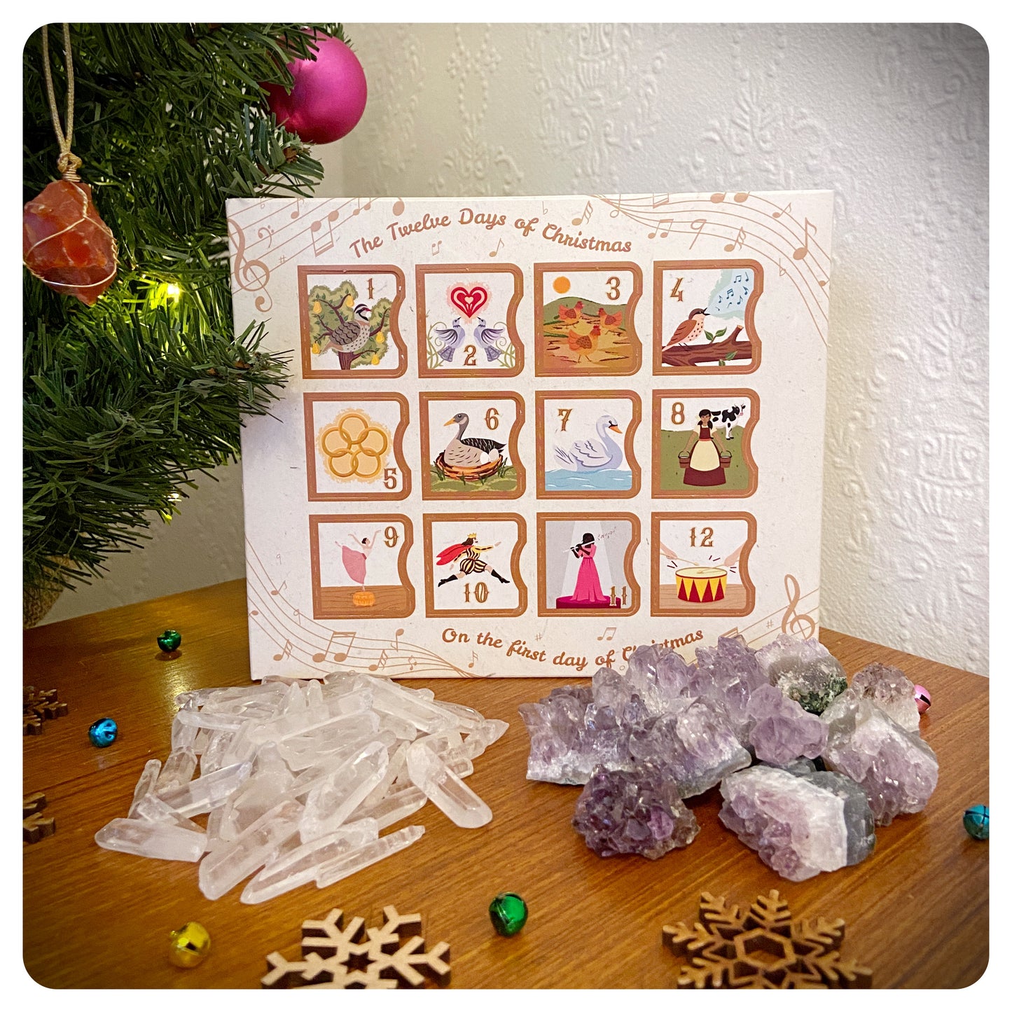 Crystal Christmas Gift Box, Twelfth Night Present, 12 Days Christmas Crystal Advent Calendar, Luxury Gemstone Xmas Gift
