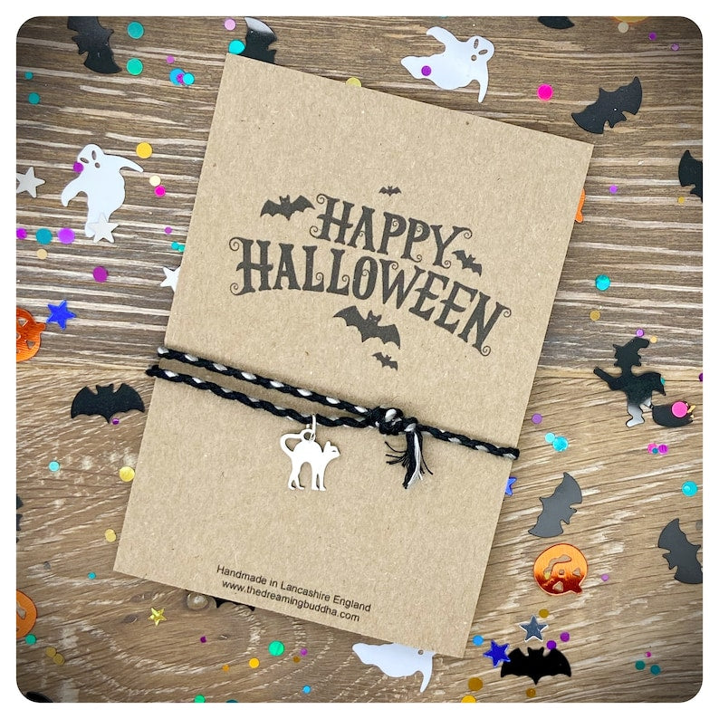 Halloween Cat Bracelet, Braided Friendship Gift, Trick Or Treat Party Favors
