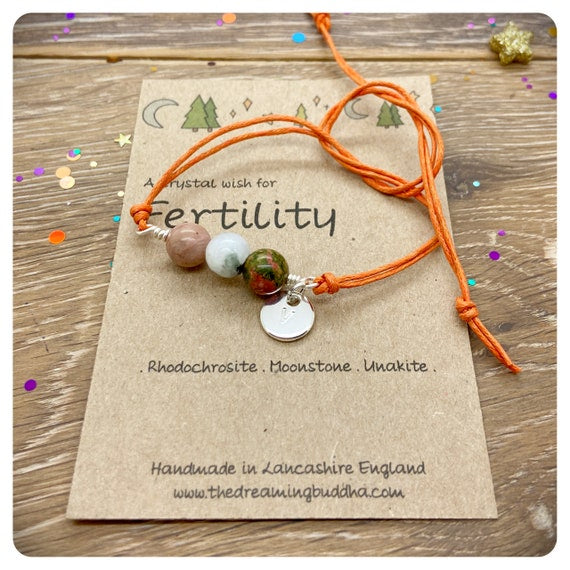 Fertility Crystal Bracelet, IVF Crystal Gift, Hand Wrapped Gemstone Bracelet, Pregnancy Wish Bracelet, Emotional Support Gift