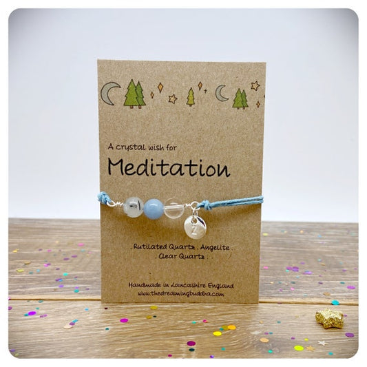 Meditation Crystal Bracelet, Self Care Crystals, Stress Anxiety Jewellery, Tense Worry Bracelet, Inner Peace Gift, Genuine Healing Stones