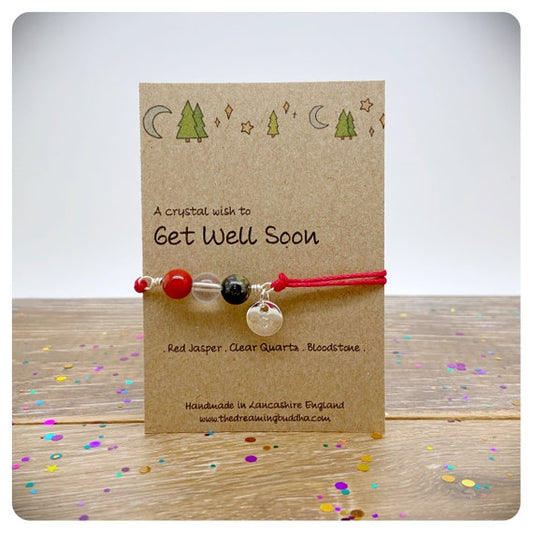 Get Well Soon Crystal Bracelet, Hospital Recovery Gift, Thinking of You Card, Sending Healing Thoughts, Recovery Crystal Anklet