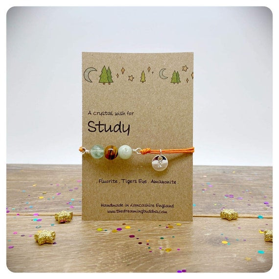 Student Study Bracelet, Concentration & Focus Crystal Bracelet, Exam Test Gemstones, Positive Learning Gift