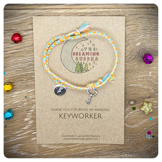 Keyworker Gift, Nursery Thank You, Play Group Teacher Bracelet, Keyworker Card, Personalised Braided Bracelet