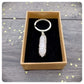 Hand Wrapped Rose Quartz Point Keychain, Personalised Friendship Crystal Keyring Gift, Unconditional Love, I Love You Gift