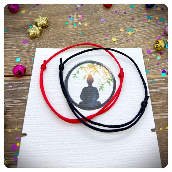 Meditation Bracelet, Mindfulness Gift, Yoga Card, Friendship Bracelet, Manifestation Quote