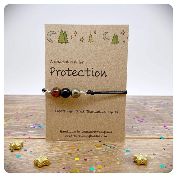 Protection Gemstone Tie On Bracelet, Healing Crystal Protective Bracelet, Protection Amulet, Spiritual Negative Energy Jewellery