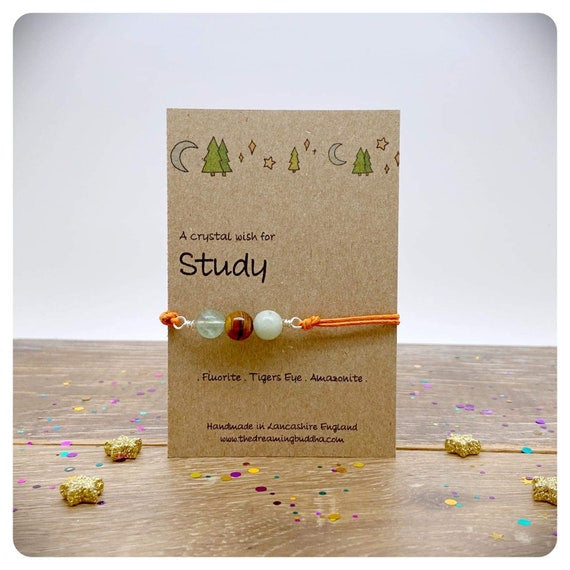 Student Study Bracelet, Concentration & Focus Crystal Bracelet, Exam Test Gemstones, Positive Learning Gift