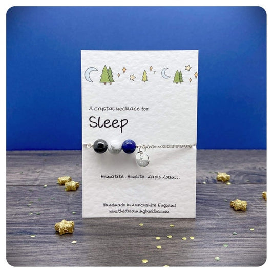 Calming Crystals For Sleep, Sweet Dreams Crystal Necklace, Insomnia Healing Gemstones, Mindfulness Meditation Gemstone Jewellery