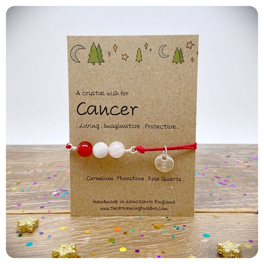 Cancer Zodiac Crystal Bracelet, Horoscope Gift, Astrology Birthstone Anklet, Personalised Star Sign Gift