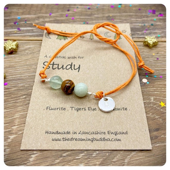 Student Study Bracelet, Concentration & Focus Crystal Bracelet, Exam Test Gemstones, Positive Learning Gift