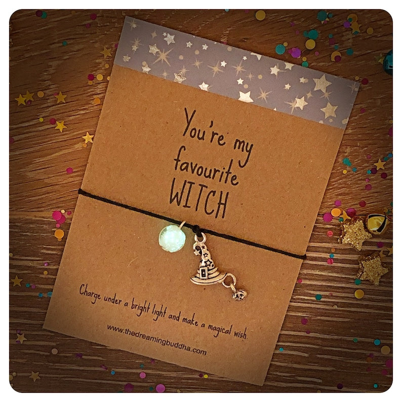 You’re My Favourite Witch Wish Bracelet and Keyring Set, Glow Bead Set
