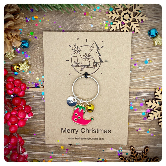 Christmas Elf Keychain, Personalised Xmas Keyring, Enamel Elf Boot Keychain, Novelty Christmas Key ring, Stocking Filler Key chain